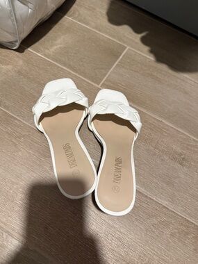 Dream Pairs White Braided Slide Mules for Women